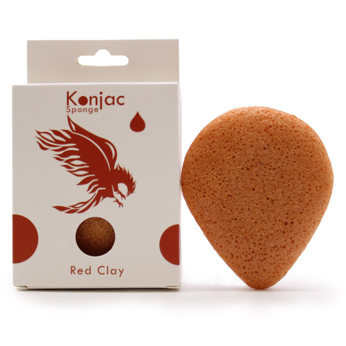 Éponge Konjac Teardrop à l'Argile Rouge — Régénérante & Bonne Mine