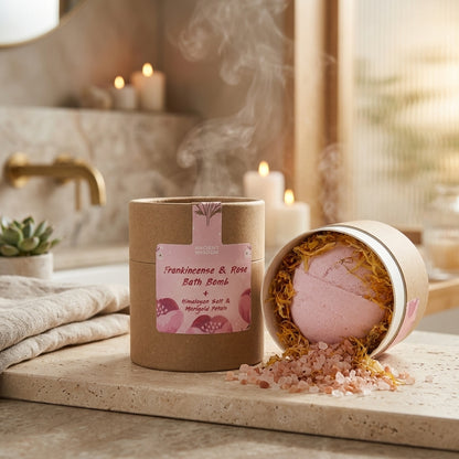 Boule de Bain Botanique — Blooming Pink Bliss (Encens, Rose & Pétales de Souci)