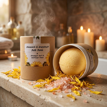 Boule de Bain Botanique — Sunflower Serenity (Camomille, Pamplemousse & Pétales de Tournesol)
