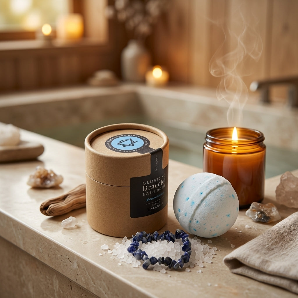 Bombe de Bain & Bracelet Lithothérapie — Sodalite (Paix Intérieure & Intuition)