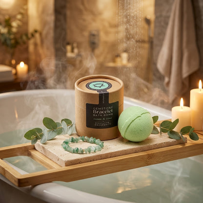 Bombe de Bain & Bracelet Lithothérapie — Aventurine Verte (Chance & Équilibre)