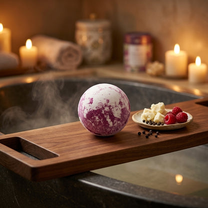 Bombe de Bain au Beurre de Karité — Framboise & Poivre Noir (Accord Audacieux)