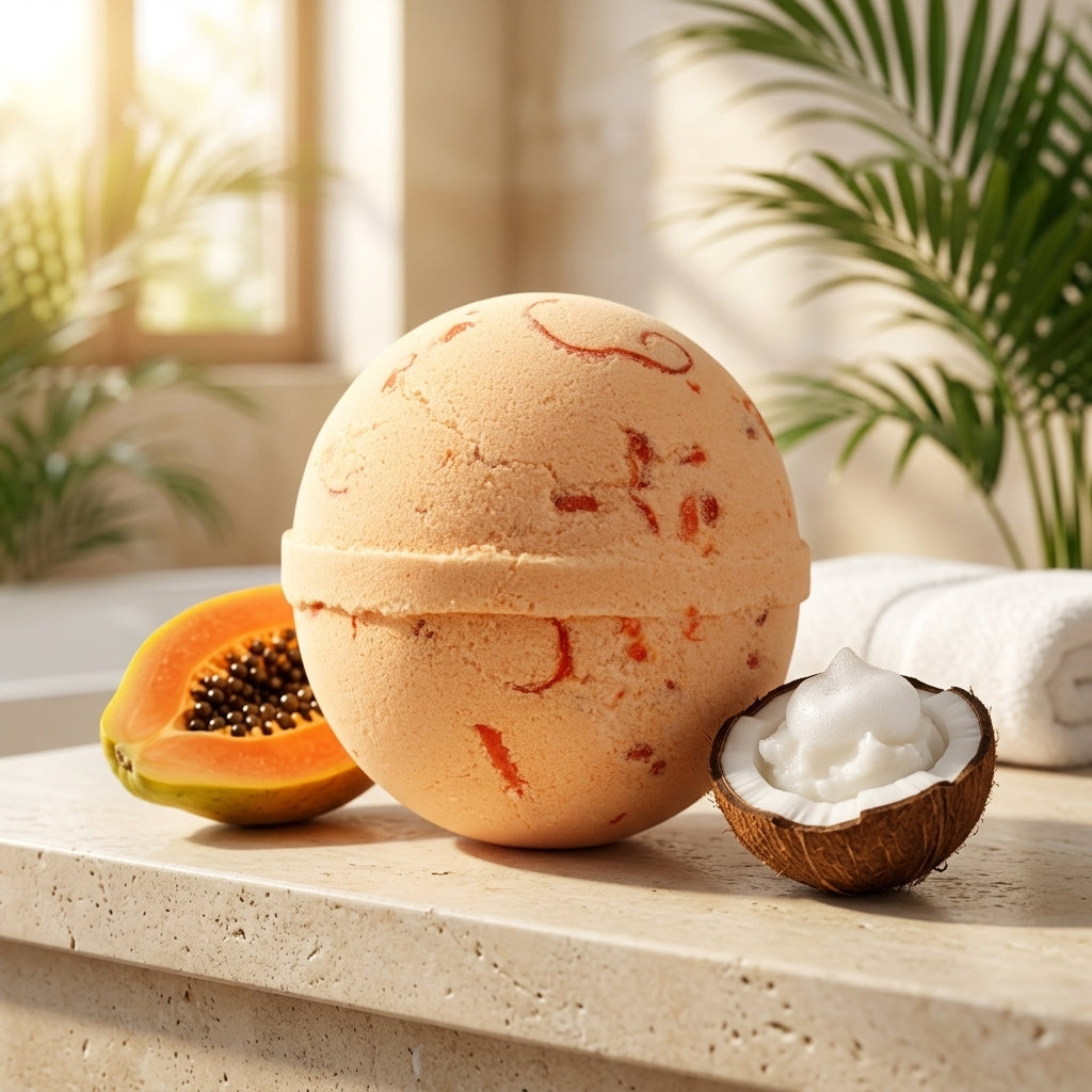 Bombe de Bain Coco Évasion — Papaye Gourmande (Soleil & Nutrition)