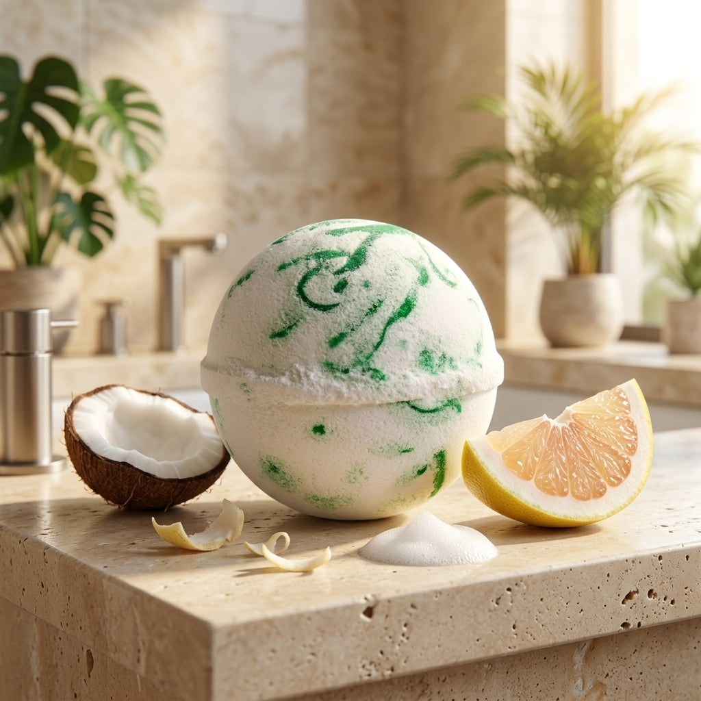 Bombe de Bain Coco Évasion — Pomélo Pétillant (Tonifiant & Agrumes)