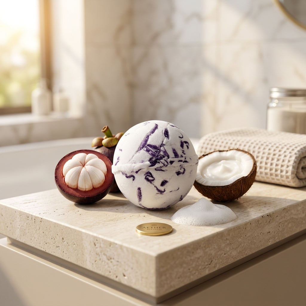 Bombe de Bain Coco Évasion — Mangoustan Précieux (Reine des Fruits)