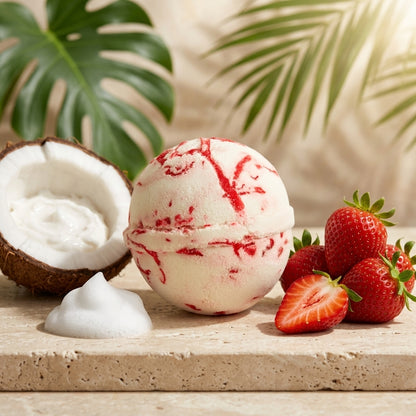 Bombe de Bain Coco Évasion — Fraise Gourmande (Délices & Tendresse)