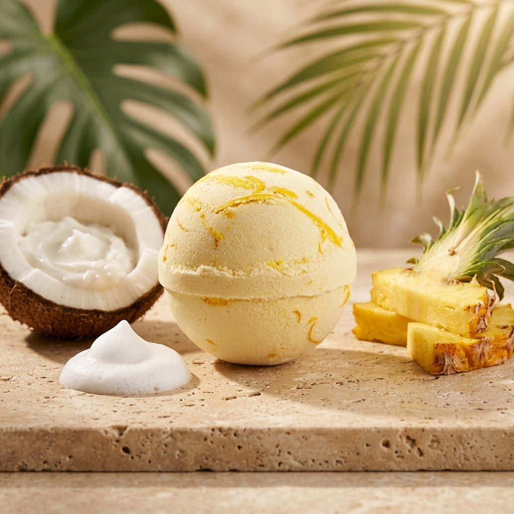 Bombe de Bain Coco Évasion — Ananas Doré (Pina Colada & Soleil)