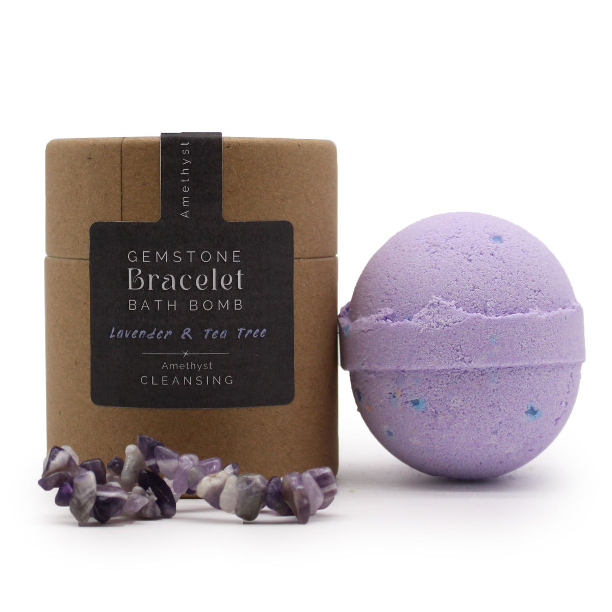 Bombe de Bain & Bracelet Lithothérapie — Améthyste (Sérénité & Sommeil Réparateur)