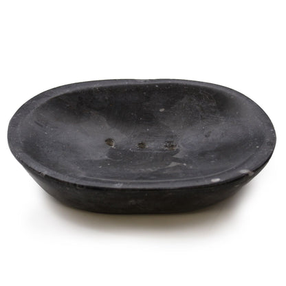 Porte-Savon Ovale en Marbre Noir véritable