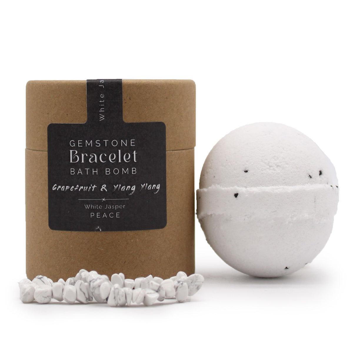 Bombe de Bain & Bracelet Lithothérapie — Jaspe Blanc (Pureté & Clarté)
