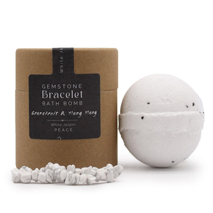 Bombe de Bain & Bracelet Lithothérapie — Jaspe Blanc (Pureté & Clarté)