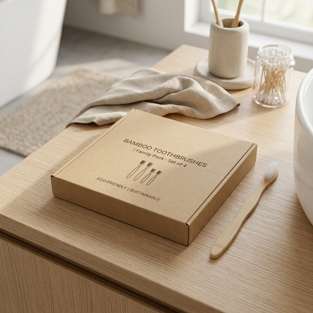 Brosses à Dents en Bambou X4 (2 Adultes & 2 Enfants)