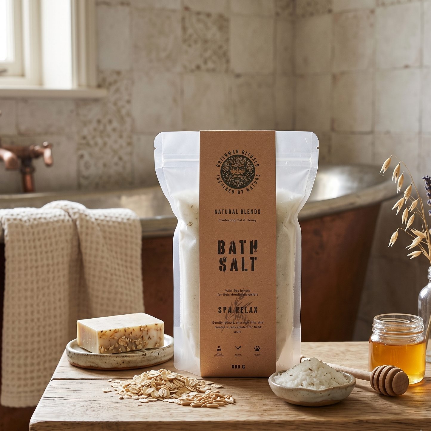 Sels de Bain d'Epsom Greenman — Douceur Miel & Avoine (Spa Relax)